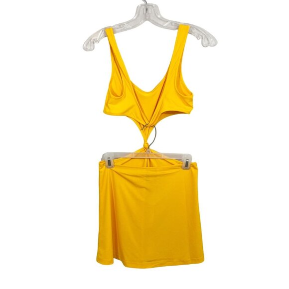 NEW Solid & Striped Bailey Mini Dress Jersey Butterscotch Cut Out Knotted MEDIUM - Picture 2 of 6